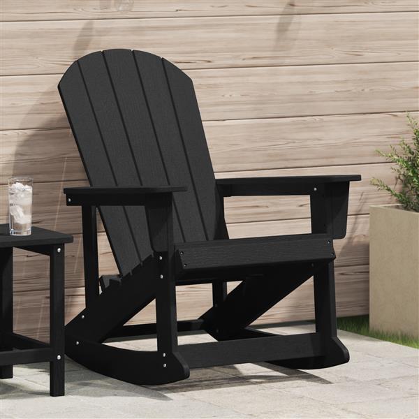 Grote foto vidaxl adirondack schommelstoel zwart 73.5 x 92 x 90cm kunststof tuin en terras tuinmeubelen