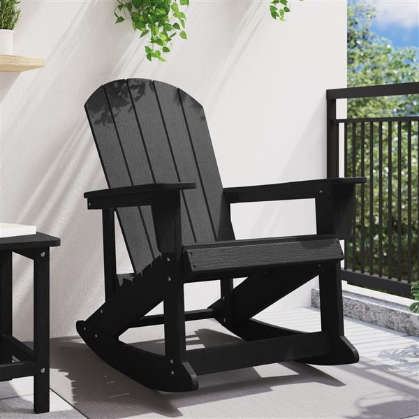 Grote foto vidaxl adirondack schommelstoel zwart 73.5 x 92 x 90cm kunststof tuin en terras tuinmeubelen