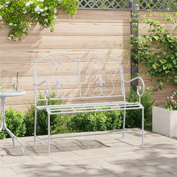 Grote foto vidaxl tuinbank wit 104 x 54 x 93cm staal tuin en terras tuinmeubelen