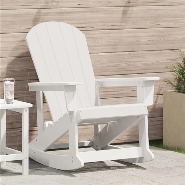 Grote foto vidaxl adirondack schommelstoel wit 73.5 x 92 x 90cm kunststof tuin en terras tuinmeubelen
