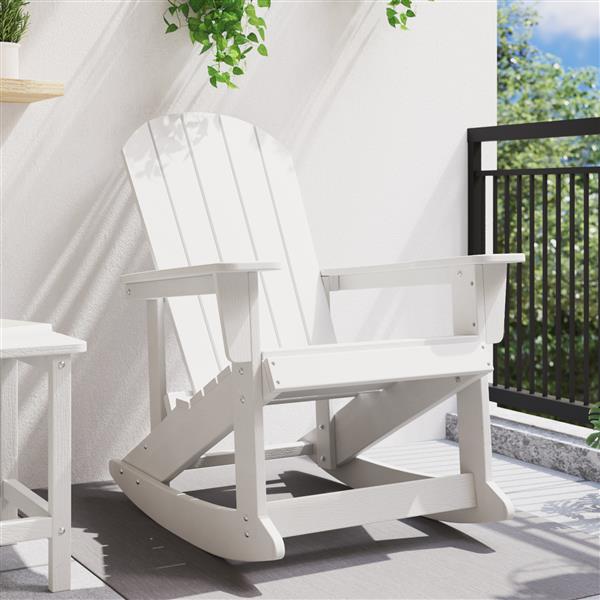 Grote foto vidaxl adirondack schommelstoel wit 73.5 x 92 x 90cm kunststof tuin en terras tuinmeubelen