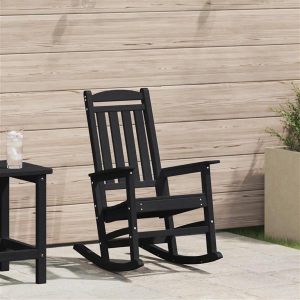 Grote foto vidaxl tuin schommelstoel zwart 70 x 92 x 108cm kunststof tuin en terras tuinmeubelen