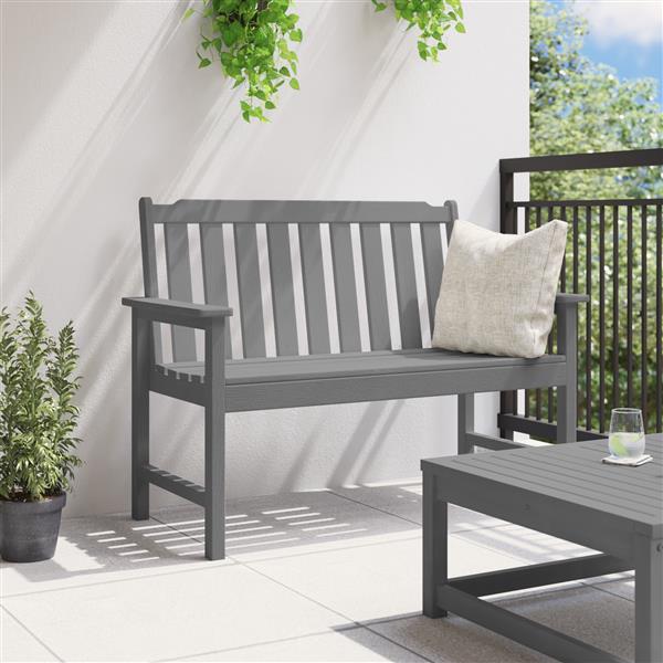 Grote foto vidaxl tuinbank met kussen lichtgrijs 120 x 59 x 88cm hdpe tuin en terras tuinmeubelen