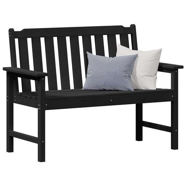 Grote foto vidaxl tuinbank met kussen zwart 120 x 59 x 88cm hdpe tuin en terras tuinmeubelen