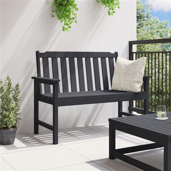 Grote foto vidaxl tuinbank met kussen zwart 120 x 59 x 88cm hdpe tuin en terras tuinmeubelen