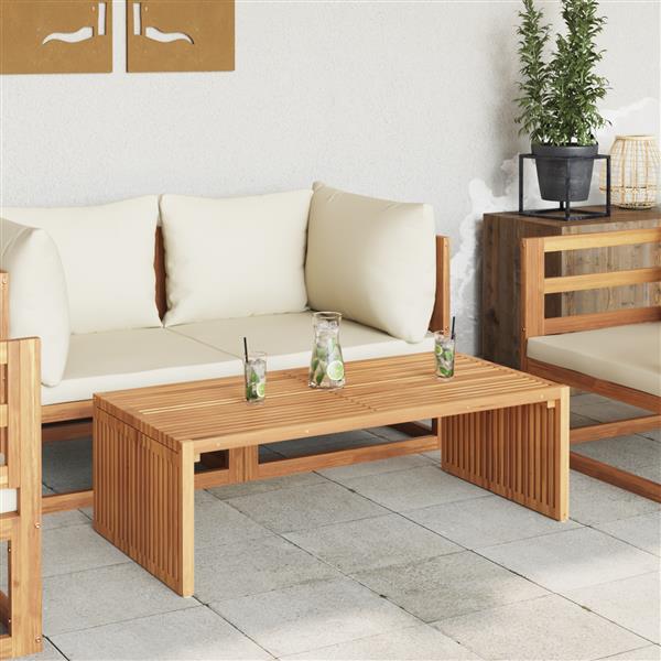 Grote foto vidaxl tuin bijzettafel bruin 110 x 55 x 35.5 cm massief teakhout tuin en terras tuinmeubelen