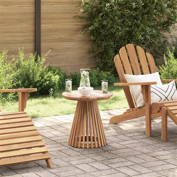 Grote foto vidaxl tuin zijtafel bruin 50 x 50 x 49.5 cm massief teakhout tuin en terras tuinmeubelen