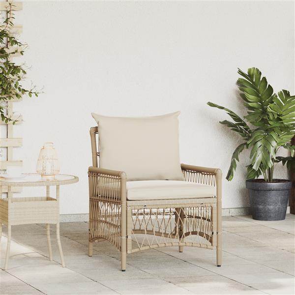 Grote foto vidaxl tuinstoel beige 60 x 70 x 78cm poly rattan tuin en terras tuinmeubelen