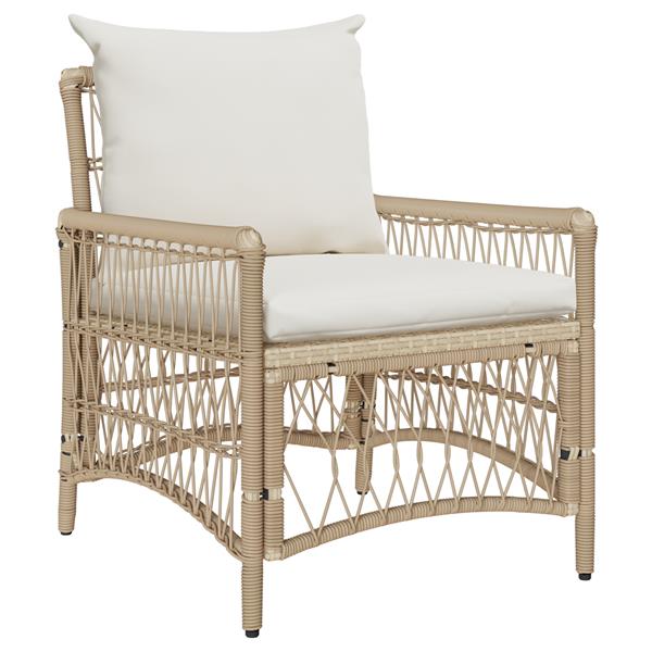 Grote foto vidaxl tuinstoel beige 60 x 70 x 78cm poly rattan tuin en terras tuinmeubelen