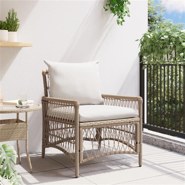 Grote foto vidaxl tuinstoel beige 60 x 70 x 78cm poly rattan tuin en terras tuinmeubelen