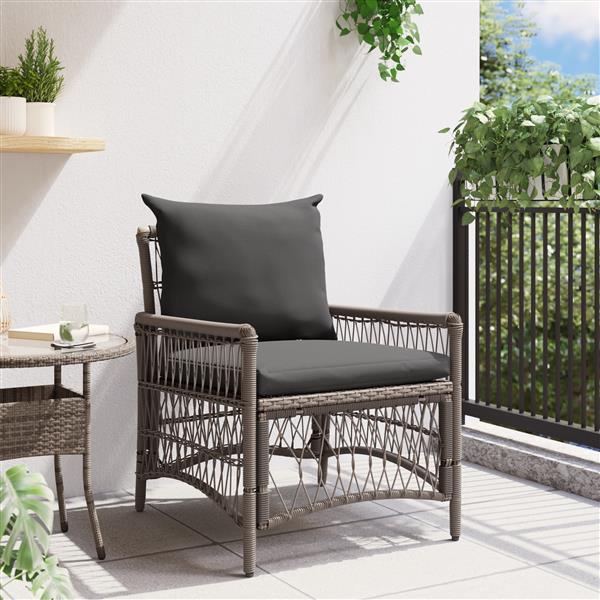 Grote foto vidaxl tuinstoel grijs 60 x 70 x 78cm poly rattan tuin en terras tuinmeubelen