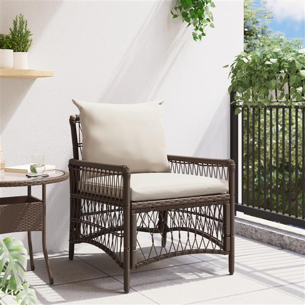 Grote foto vidaxl tuinstoel bruin 60 x 70 x 78cm poly rattan tuin en terras tuinmeubelen