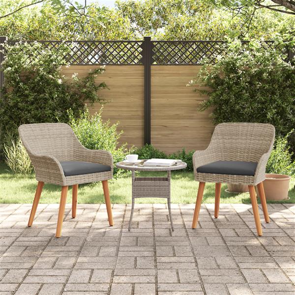 Grote foto vidaxl tuinstoel 2 pcs lichtgrijs 55 x 62.5 x 82cm poly rattan tuin en terras tuinmeubelen