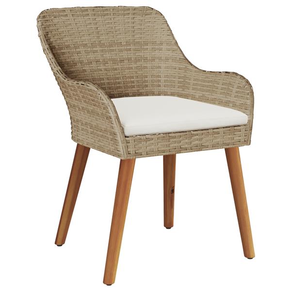 Grote foto vidaxl tuinstoel met kussen 2 pcs beige 55 x 62.5 x 82cm poly rattan tuin en terras tuinmeubelen