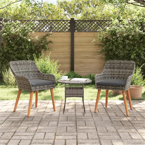 Grote foto vidaxl tuinstoel met kussen 2 pcs grijs 55 x 62.5 x 82cm poly rattan tuin en terras tuinmeubelen