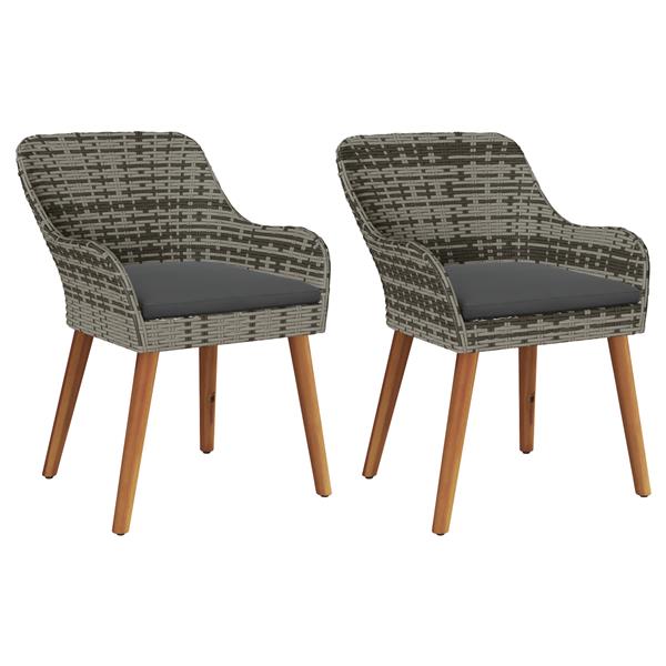 Grote foto vidaxl tuinstoel met kussen 2 pcs grijs 55 x 62.5 x 82cm poly rattan tuin en terras tuinmeubelen