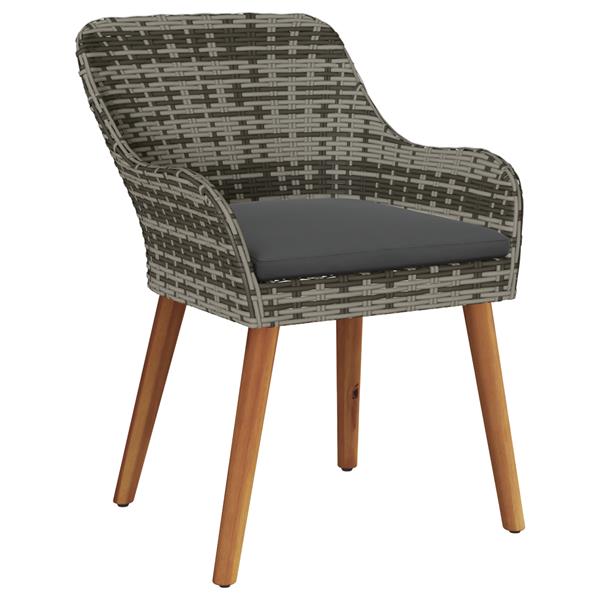 Grote foto vidaxl tuinstoel met kussen 2 pcs grijs 55 x 62.5 x 82cm poly rattan tuin en terras tuinmeubelen