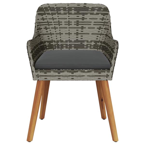 Grote foto vidaxl tuinstoel met kussen 2 pcs grijs 55 x 62.5 x 82cm poly rattan tuin en terras tuinmeubelen