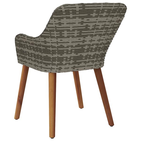 Grote foto vidaxl tuinstoel met kussen 2 pcs grijs 55 x 62.5 x 82cm poly rattan tuin en terras tuinmeubelen