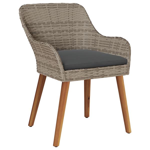 Grote foto vidaxl tuinstoel met kussen 2 pcs zwart 55 x 62.5 x 82cm poly rattan tuin en terras tuinmeubelen