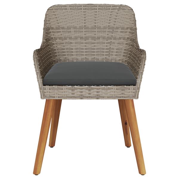 Grote foto vidaxl tuinstoel met kussen 2 pcs zwart 55 x 62.5 x 82cm poly rattan tuin en terras tuinmeubelen