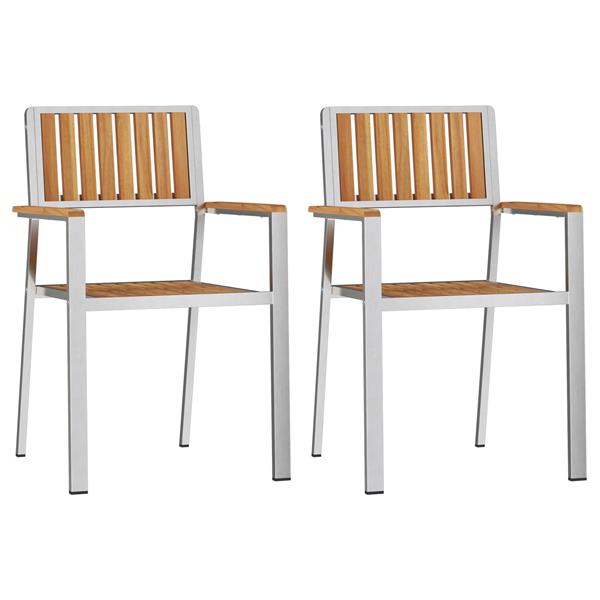 Grote foto vidaxl tuinstoel 2 pcs bruin 56 x 54.5 x 87cm massief teakhout tuin en terras tuinmeubelen