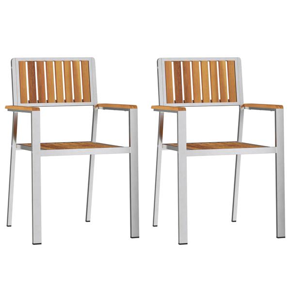 Grote foto vidaxl tuinstoel 2 pcs bruin 56 x 54.5 x 87cm massief acaciahout tuin en terras tuinmeubelen