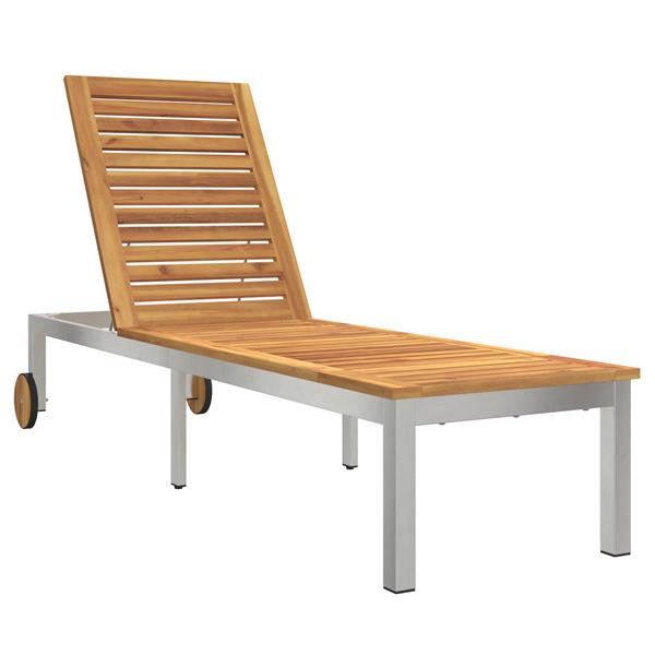 Grote foto vidaxl ligstoel 1 persoon bruin 207 x 58 x 35cm massief acaciahout tuin en terras tuinmeubelen