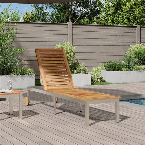 Grote foto vidaxl ligstoel 1 persoon bruin 207 x 58 x 35cm massief acaciahout tuin en terras tuinmeubelen