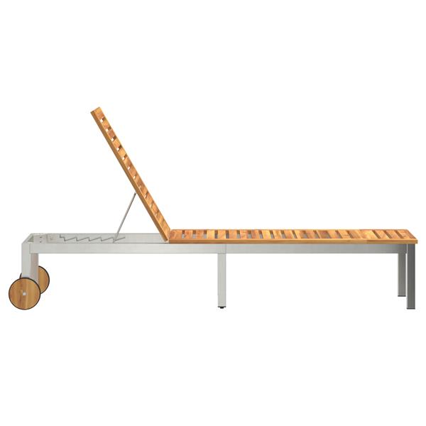 Grote foto vidaxl ligstoel 1 persoon bruin 207 x 58 x 35cm massief acaciahout tuin en terras tuinmeubelen