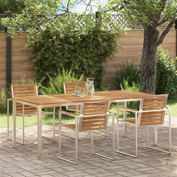 Grote foto vidaxl buiten eettafel bruin 200 x 90 x 75 cm massief teakhout tuin en terras tuinmeubelen