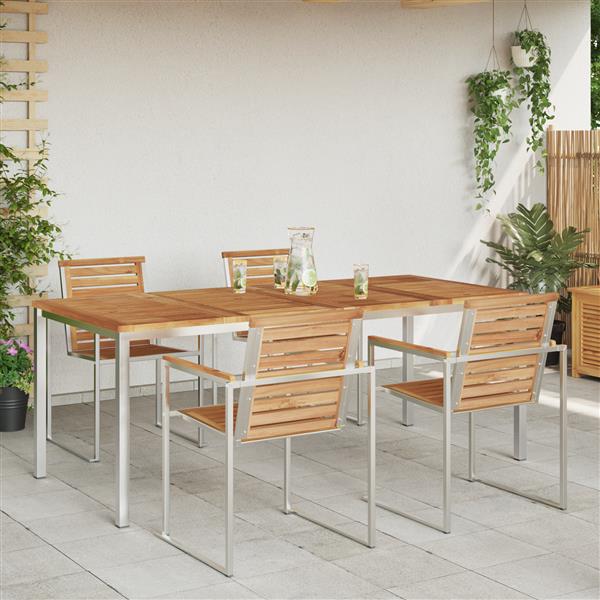 Grote foto vidaxl buiten eettafel bruin 200 x 90 x 75 cm massief teakhout tuin en terras tuinmeubelen