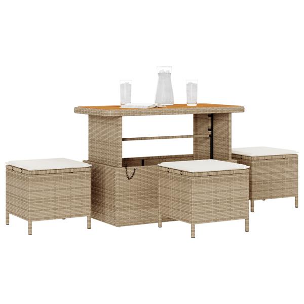 Grote foto vidaxl tuin eetset beige poly riet tuin en terras tuinmeubelen
