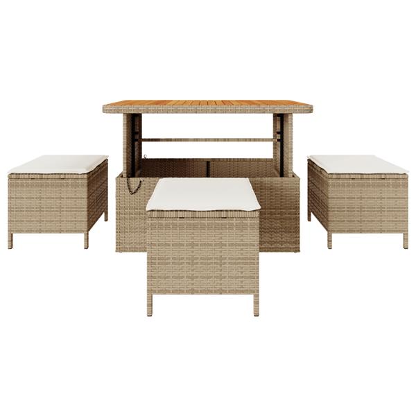Grote foto vidaxl tuin eetset beige poly riet tuin en terras tuinmeubelen