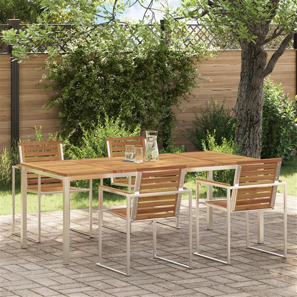 Grote foto vidaxl buiten eettafel bruin 200 x 90 x 75 cm massief acaciahout tuin en terras tuinmeubelen