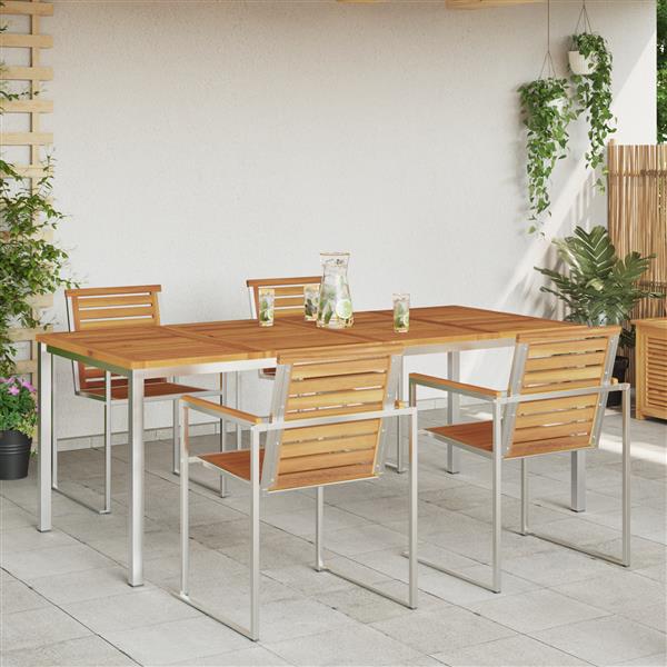 Grote foto vidaxl buiten eettafel bruin 200 x 90 x 75 cm massief acaciahout tuin en terras tuinmeubelen