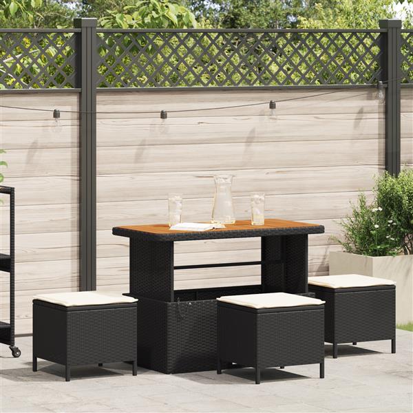 Grote foto vidaxl tuin eetset zwart poly riet tuin en terras tuinmeubelen