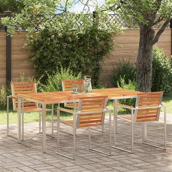 Grote foto vidaxl buiten eettafel bruin 180 x 90 x 75 cm massief acaciahout tuin en terras tuinmeubelen