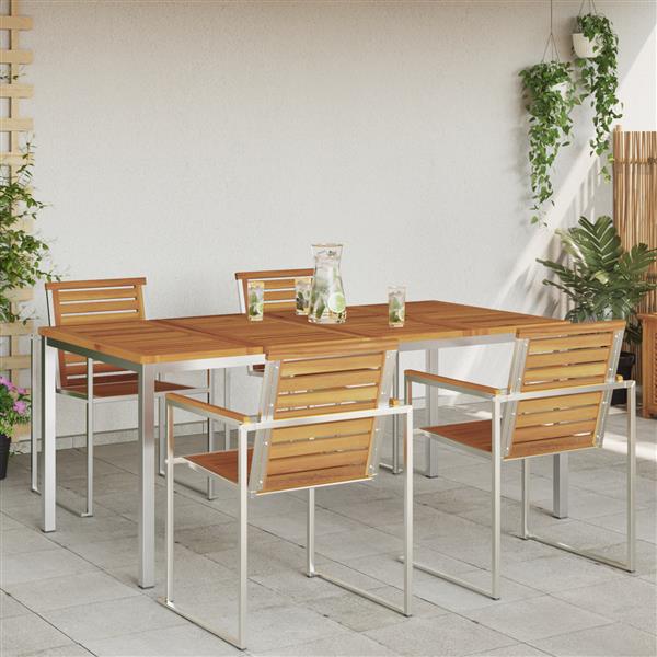 Grote foto vidaxl buiten eettafel bruin 180 x 90 x 75 cm massief acaciahout tuin en terras tuinmeubelen