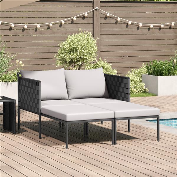 Grote foto vidaxl ligstoel met kussen antraciet 115 x 153 x 69.5cm staal tuin en terras tuinmeubelen