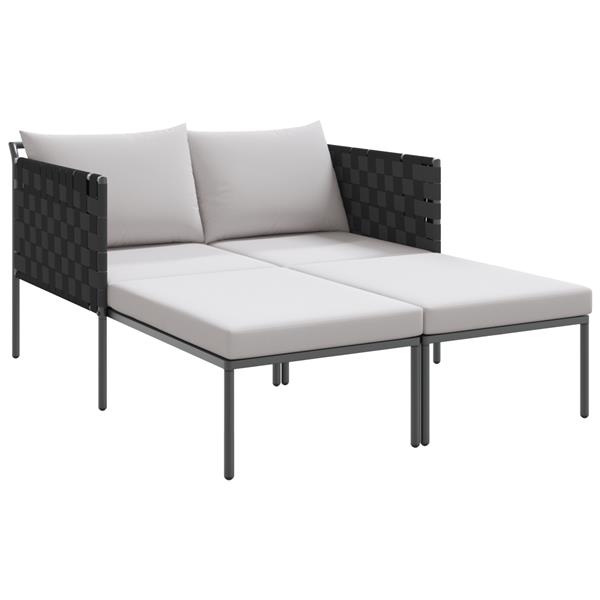 Grote foto vidaxl ligstoel met kussen antraciet 115 x 153 x 69.5cm staal tuin en terras tuinmeubelen