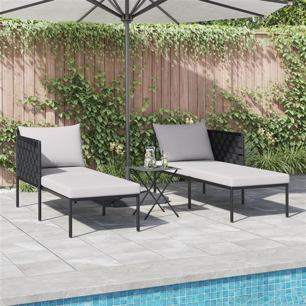 Grote foto vidaxl ligstoel met kussen antraciet 115 x 153 x 69.5cm staal tuin en terras tuinmeubelen