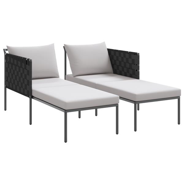 Grote foto vidaxl ligstoel met kussen antraciet 115 x 153 x 69.5cm staal tuin en terras tuinmeubelen