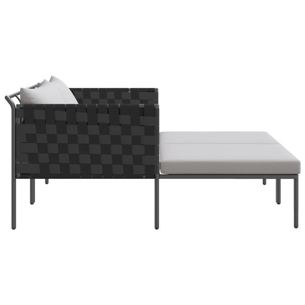 Grote foto vidaxl ligstoel met kussen antraciet 115 x 153 x 69.5cm staal tuin en terras tuinmeubelen