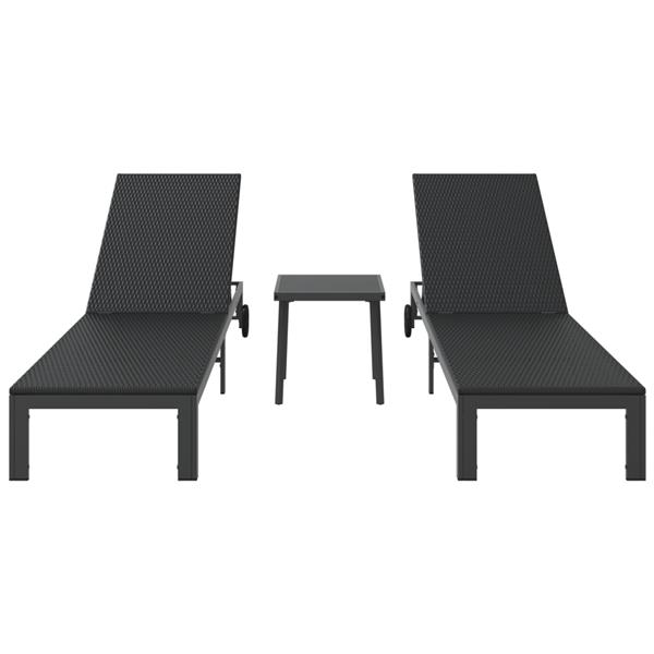 Grote foto vidaxl ligstoel met kussen 2 pcs zwart 40 x 39 x 40.5cm poly rattan tuin en terras tuinmeubelen