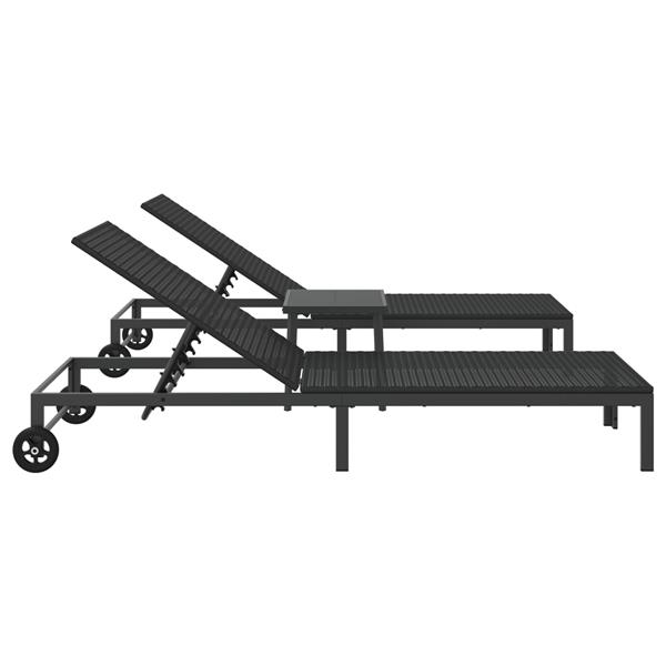 Grote foto vidaxl ligstoel met kussen 2 pcs zwart 40 x 39 x 40.5cm poly rattan tuin en terras tuinmeubelen