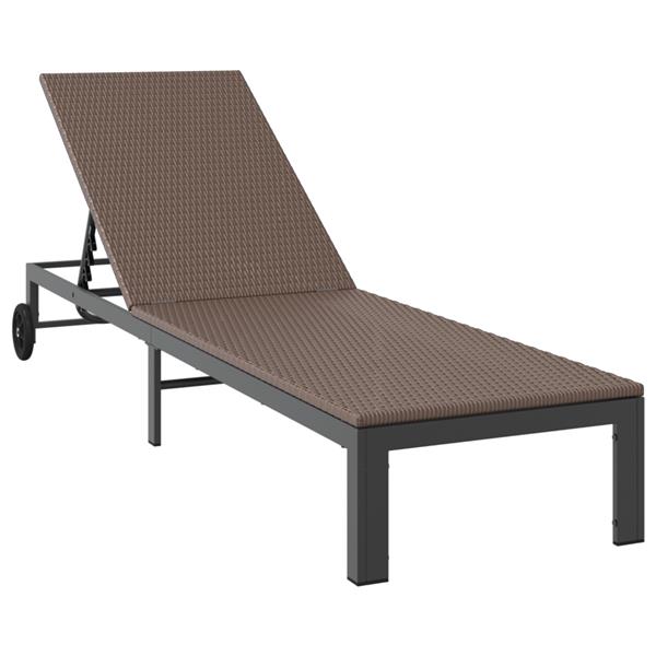 Grote foto vidaxl ligstoel 1 persoon bruin 60 x 200 x 27cm poly rattan tuin en terras tuinmeubelen