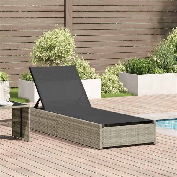 Grote foto vidaxl ligstoel met kussen 1 persoon beige 60 x 200 x 27cm poly rattan tuin en terras tuinmeubelen