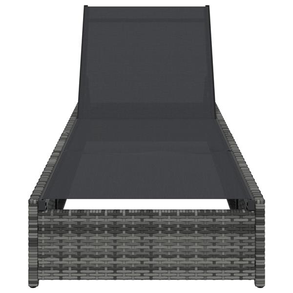 Grote foto vidaxl ligstoel met kussen 1 persoon grijs 60 x 200 x 27cm poly rattan tuin en terras tuinmeubelen