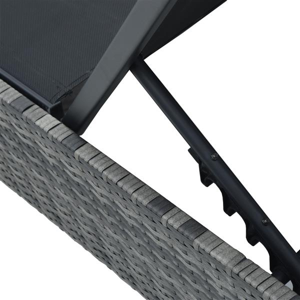 Grote foto vidaxl ligstoel met kussen 1 persoon grijs 60 x 200 x 27cm poly rattan tuin en terras tuinmeubelen